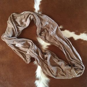 Blingy Tan & Gold Infinity Scarf